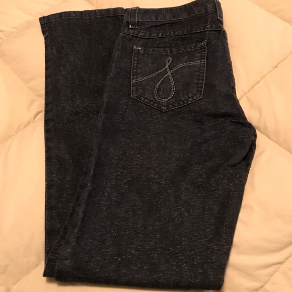 Juicy Couture Girls  Black W/Silver Sparkle Jeans Size 14 - Picture 6 of 8